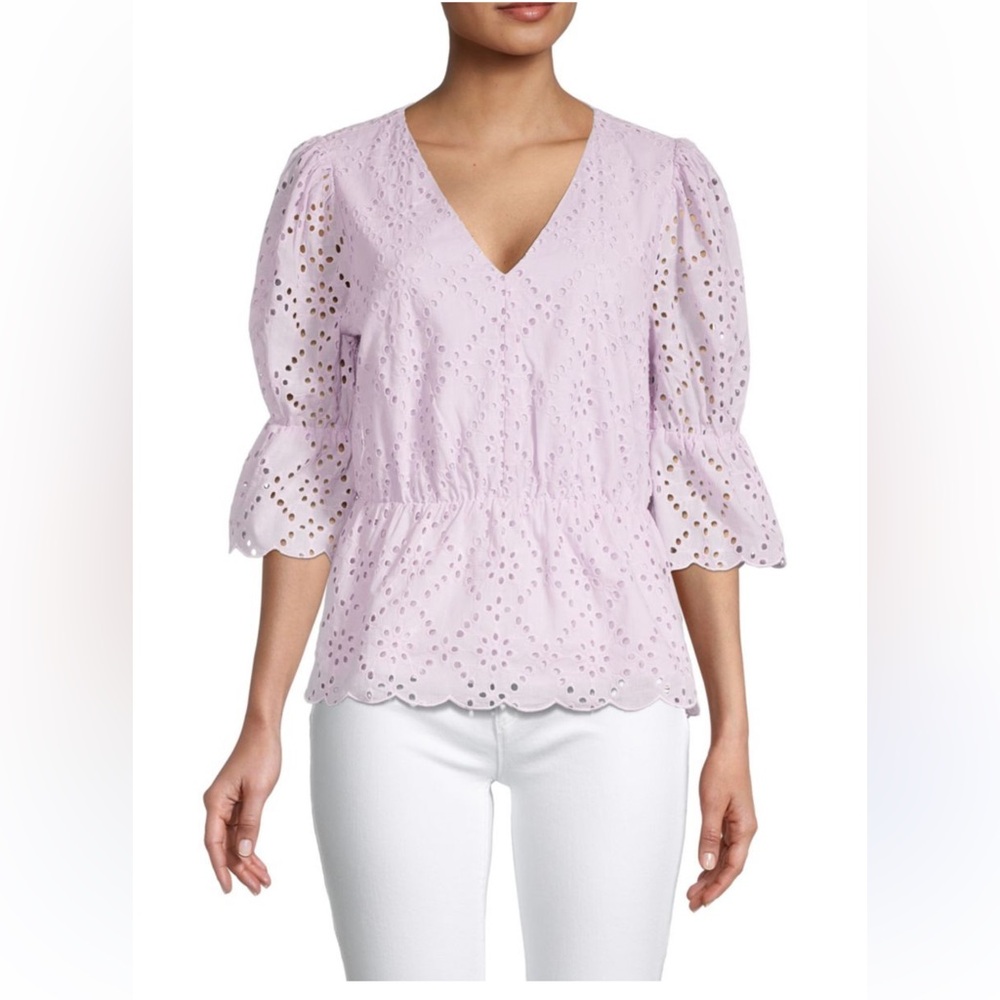 Ecru Lilac Eyelet Blouse